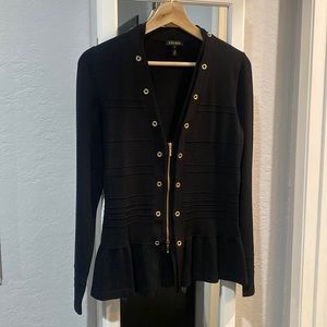 ESCADA Zip Up Cardigan Black with Gold S Small